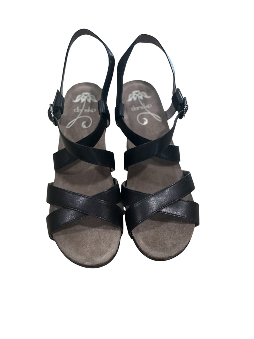 Dansko Black Leather Crisscross Slingback Sandals